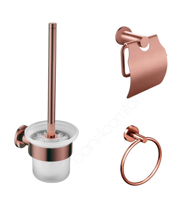 Toilet Accessoires Set Rondo Mat Zwart Toiletborstelhouder Toiletrolhouder en Handdoekring