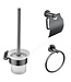 Toilet Accessoires Set Rondo Gun Metal Toiletborstelhouder Toiletrolhouder en Handdoekring