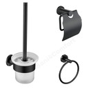 Toilet Accessoires Set Rondo Gun Metal Toiletborstelhouder Toiletrolhouder en Handdoekring