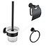 ALONI Toilet Accessoires Set Rondo Gun Metal Toiletborstelhouder Toiletrolhouder en Handdoekring