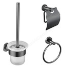 Toilet Accessoires Set Rondo Geborsteld Goud Toiletborstelhouder Toiletrolhouder en Handdoekring