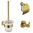 ALONI Toilet Accessoires Set Rondo Geborsteld Goud Toiletrolhouder Toiletborstelhouder en Jashaak