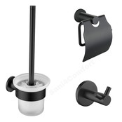 Toilet Accessoires Set Rondo Geborsteld Goud Toiletrolhouder Toiletborstelhouder en Jashaak Toilet Accessoires Set Rondo Geborsteld Goud Toiletrolhouder Toiletborstelhouder en Jashaak