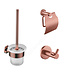 ALONI Toilet Accessoires Set Rondo Geborsteld koper Toiletrolhouder Toiletborstelhouder en Jashaak