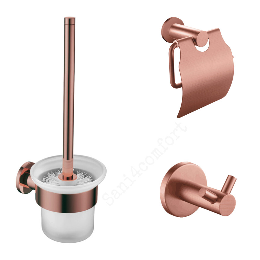 Toilet Accessoires Set Rondo Geborsteld koper Toiletrolhouder Toiletbo