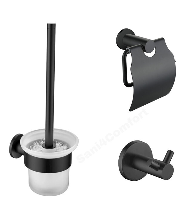 ALONI Toilet Accessoires Set Rondo Geborsteld koper Toiletrolhouder Toiletborstelhouder en Jashaak