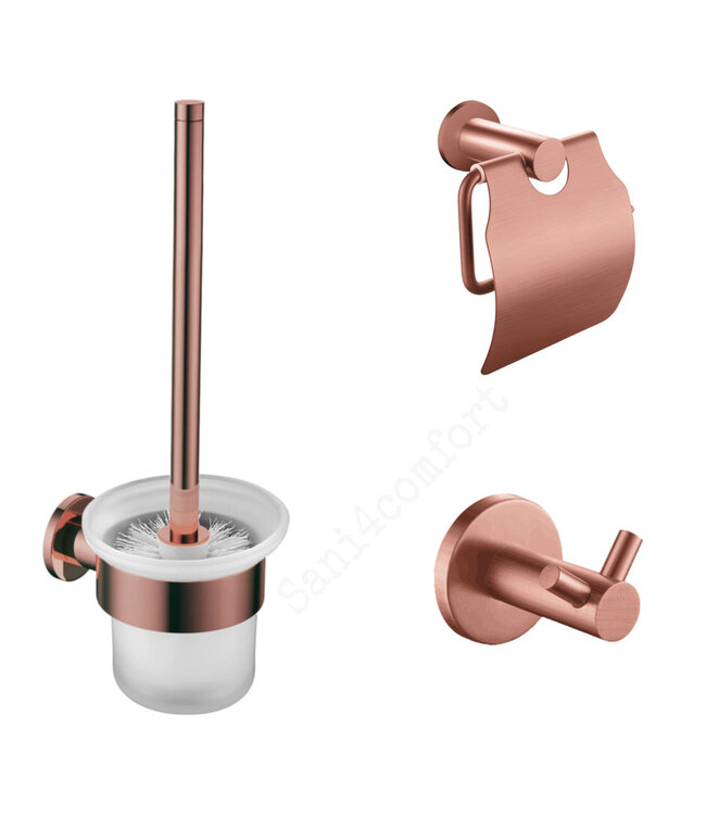 Toilet Accessoires Set Rondo Gun metal Toiletrolhouder Toiletborstelhouder en Jashaak