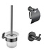 Toilet Accessoires Set Rondo Gun metal Toiletrolhouder Toiletborstelhouder en Jashaak