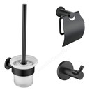 Toilet Accessoires Set Rondo Gun metal Toiletrolhouder Toiletborstelhouder en Jashaak