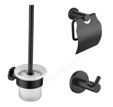 Toilet Accessoires Set Rondo Gun metal Toiletrolhouder Toiletborstelhouder en Jashaak