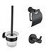 ALONI Toilet Accessoires Set Rondo Mat Zwart Toiletrolhouder Toiletborstelhouder en Jashaak