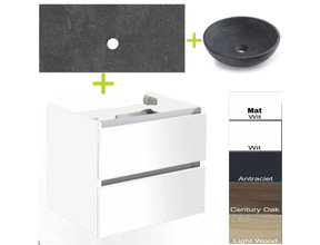 Badkamermeubel set Trend Dynasty Mat Wit 60x47x52 cm natuursteen Topblad en Waskom