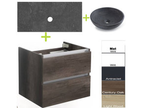 Badkamermeubel set Trend Dynasty Century Oak 60x47x52 cm natuursteen Topblad en Waskom