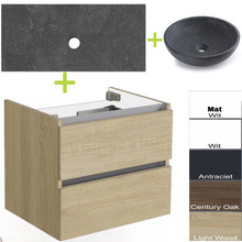 Badkamermeubel set Trend Dynasty Light Wood 60x47x52 cm natuursteen Topblad en Waskom