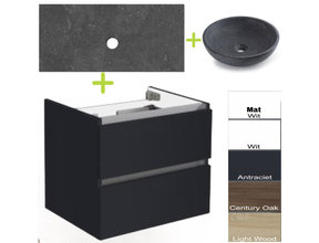 Badkamermeubel set Trend Dynasty Antraciet 60x47x52 cm natuursteen Topblad en Waskom