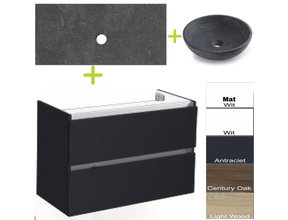 Badkamermeubel set Trend Dynasty Antraciet 80x47x52 cm natuursteen Topblad en Waskom
