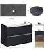 SANI-SUPPLY Badkamermeubel set Trend Dynasty Antraciet 80x47x52 cm natuursteen Topblad en Waskom