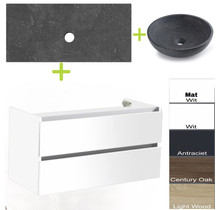 Badkamermeubel set Trend Dynasty Antraciet 80x47x52 cm natuursteen Topblad en Waskom