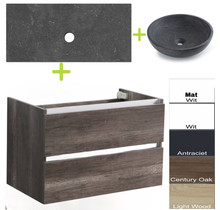 Badkamermeubel set Trend Dynasty Light Wood  80x47x52 cm natuursteen Topblad en Waskom