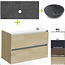 SANI-SUPPLY Badkamermeubel set Trend Dynasty Light Wood  80x47x52 cm natuursteen Topblad en Waskom