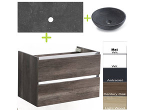 Badkamermeubel set Trend Dynasty Century Oak  80x47x52 cm natuursteen Topblad en Waskom