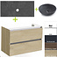 SANI-SUPPLY Badkamermeubel set Trend Dynasty Century Oak  80x47x52 cm natuursteen Topblad en Waskom