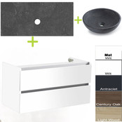 Badkamermeubel set Trend Dynasty Century Oak  80x47x52 cm natuursteen Topblad en Waskom