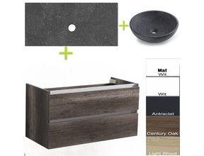 Badkamermeubel set Trend Dynasty Century Oak 100x47x52 cm natuursteen Topblad en Waskom