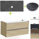 Badkamermeubel set Trend Dynasty Century Oak 100x47x52 cm natuursteen Topblad en Waskom