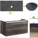 Badkamermeubel set Trend Dynasty Light Wood 100x47x52 cm natuursteen Topblad en Waskom