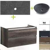 Badkamermeubel set Trend Dynasty Light Wood 100x47x52 cm natuursteen Topblad en Waskom