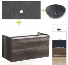 Badkamermeubel set Trend Dynasty Light Wood 100x47x52 cm natuursteen Topblad en Waskom