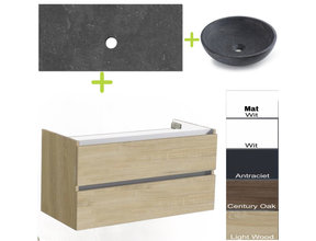 Badkamermeubel set Trend Dynasty Light Wood 100x47x52 cm natuursteen Topblad en Waskom