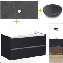 Badkamermeubel set Trend Dynasty Antraciet 100x47x52 cm natuursteen Topblad en Waskom