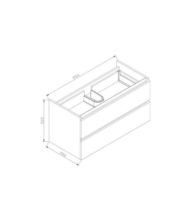 Badkamermeubel set Trend Dynasty Wit 100x47x52 cm natuursteen Topblad en Waskom