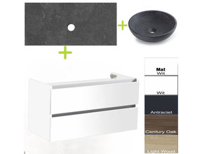 Badkamermeubel set Trend Dynasty Wit 100x47x52 cm natuursteen Topblad en Waskom