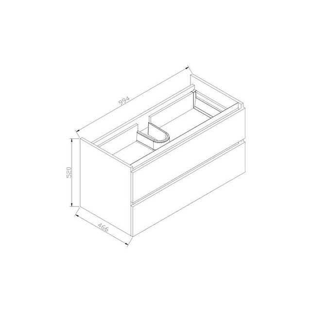 Badkamermeubel set Trend Dynasty Mat Wit 100x47x52 cm natuursteen Topblad en Waskom