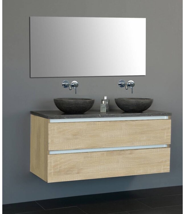 SANI-SUPPLY Badkamermeubel set Trend Dynasty Wit 120x47x52 cm natuursteen Topblad en Waskommmen