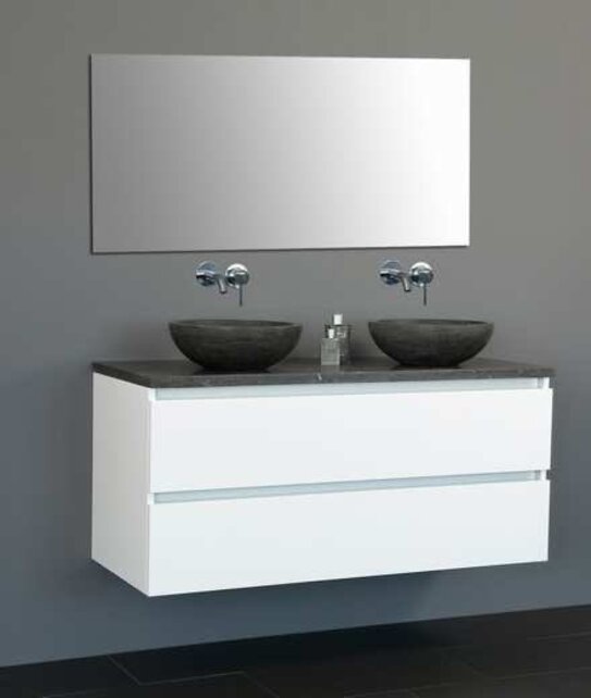 Badkamermeubel set Trend Dynasty Wit 120x47x52 cm natuursteen Topblad en Waskommmen