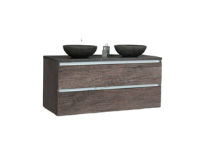 Badkamermeubel set Trend Dynasty Century Oak 120x47x52 cm natuursteen Topblad en Waskommmen