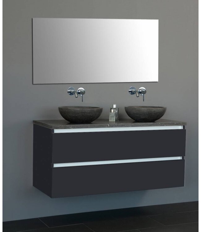 SANI-SUPPLY Badkamermeubel set Trend Dynasty Light Wood 120x47x52 cm natuursteen Topblad en Waskommmen