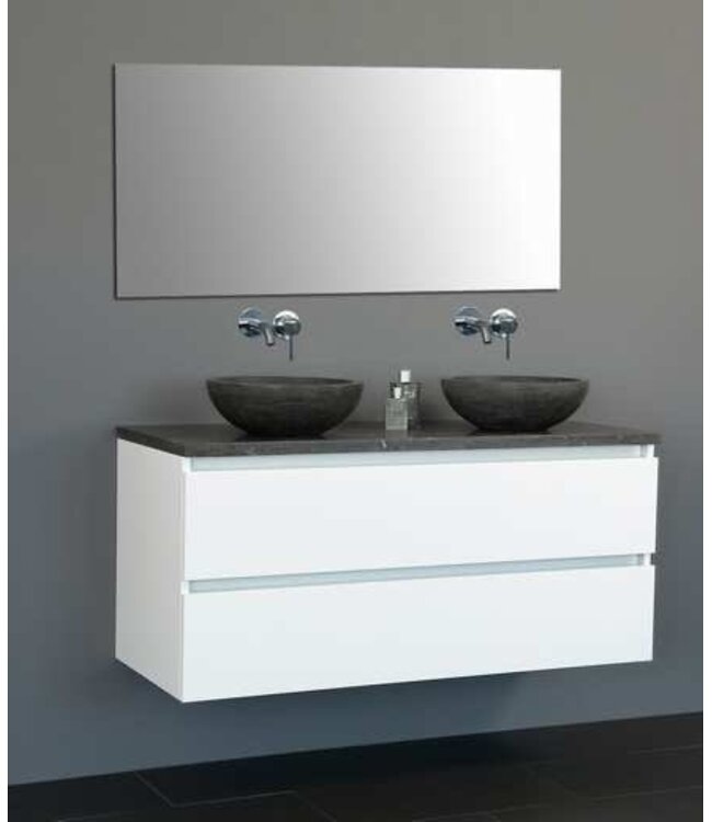 Badkamermeubel set Trend Dynasty Light Wood 120x47x52 cm natuursteen Topblad en Waskommmen