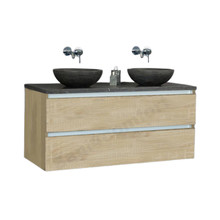 Badkamermeubel set Trend Dynasty Light Wood 120x47x52 cm natuursteen Topblad en Waskommmen