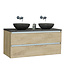 Badkamermeubel set Trend Dynasty Light Wood 120x47x52 cm natuursteen Topblad en Waskommmen