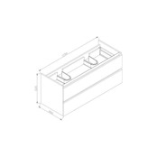 Badkamermeubel set Trend Dynasty Antraciet 120x47x52 cm natuursteen Topblad en Waskommmen