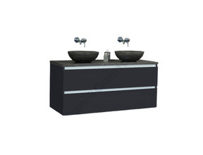 Badkamermeubel set Trend Dynasty Antraciet 120x47x52 cm natuursteen Topblad en Waskommmen