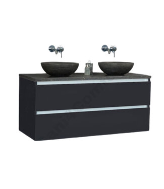 SANI-SUPPLY Badkamermeubel set Trend Dynasty Antraciet 120x47x52 cm natuursteen Topblad en Waskommmen