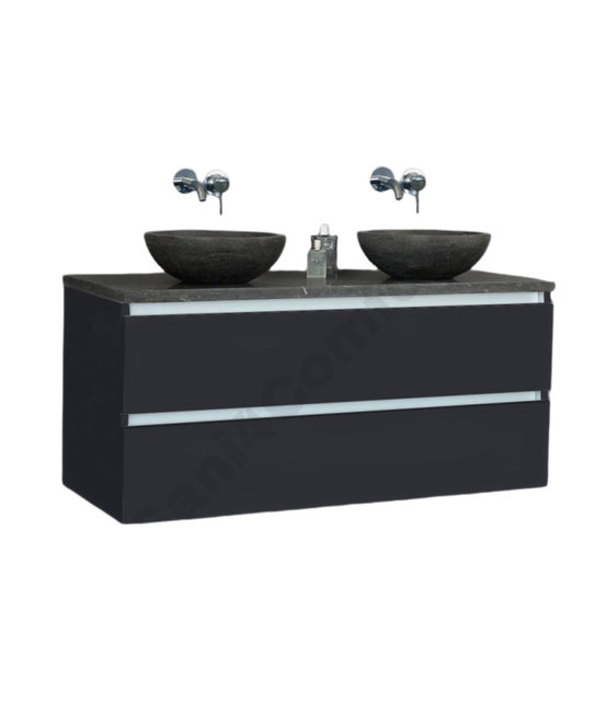 Badkamermeubel set Trend Dynasty Antraciet 120x47x52 cm natuursteen Topblad en Waskommmen