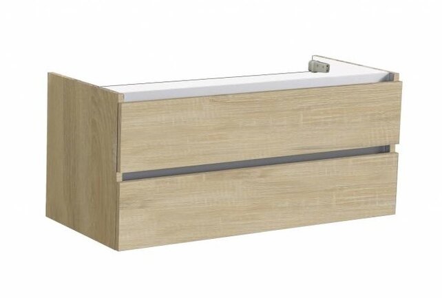 Badkamermeubel set Trend Dynasty Light Wood 120x47x52 cm natuursteen Topblad en Waskommmen