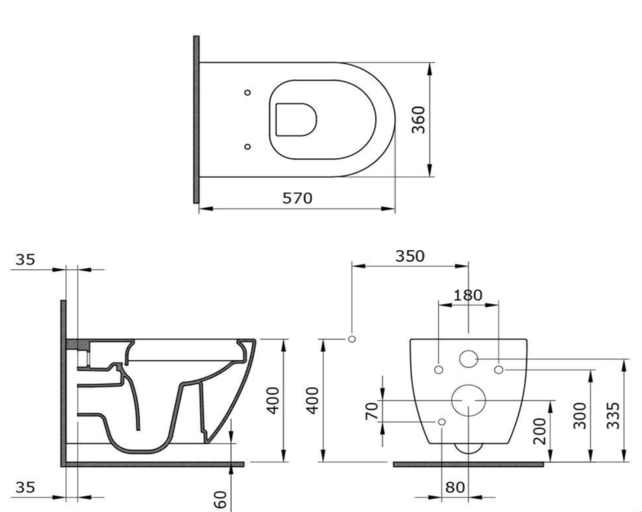 Hangtoilet Venezia Randloos Biscuit 57x36x35cm excl. Toiletbril